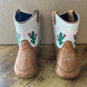 Boot Barn Girls Toddler 3.0 Brown/Pink Embroidery Coctus Cowgirl Boots